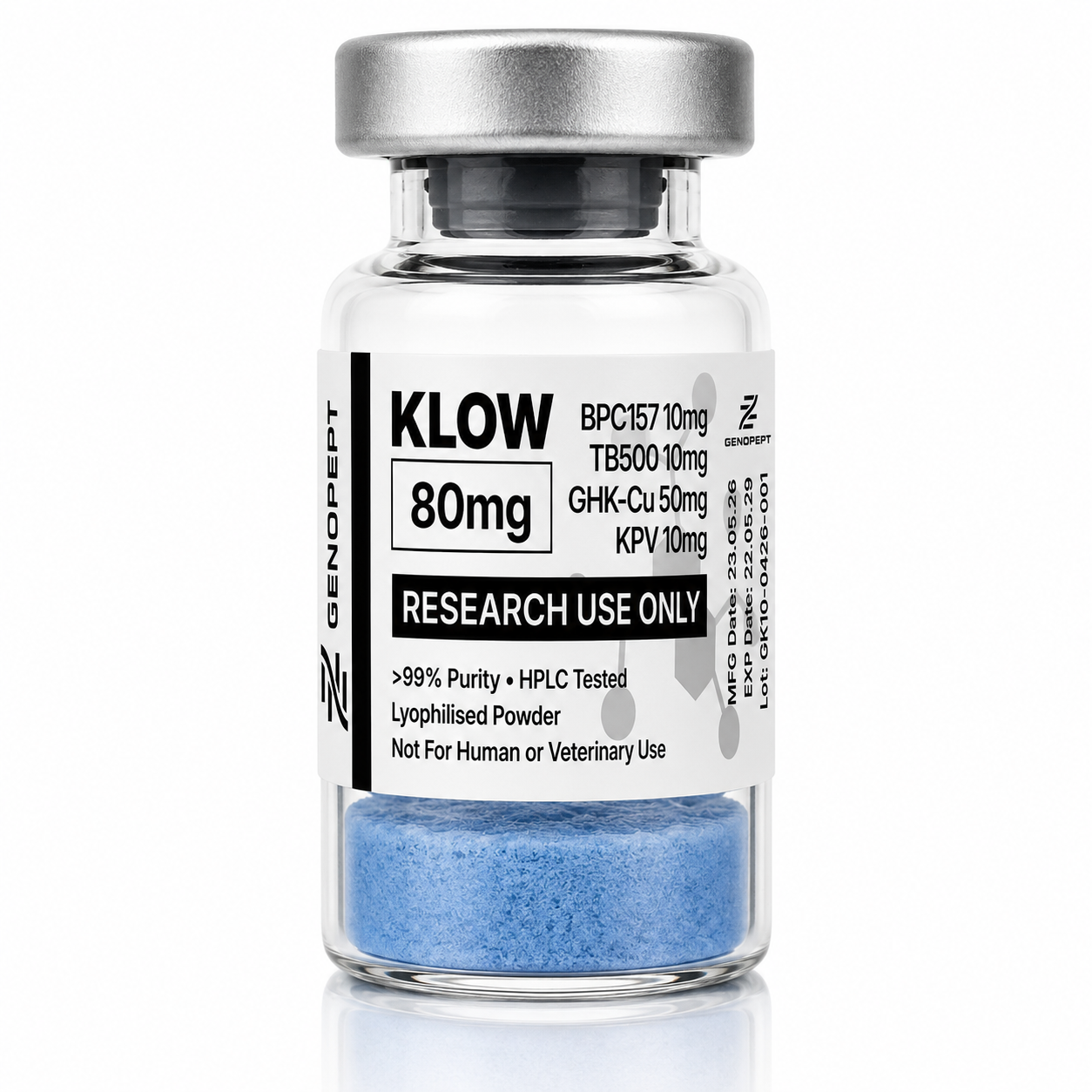KLOW Blend – BPC-157, TB-500, GHK-Cu & KPV | Pens & Vials | GENOPEPT