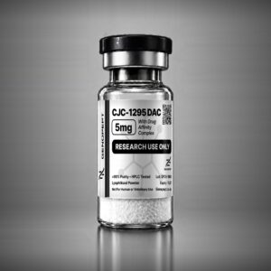 CJC-1295 with DAC research peptide vial, lyophilised powder, black cap - GenoPept UK