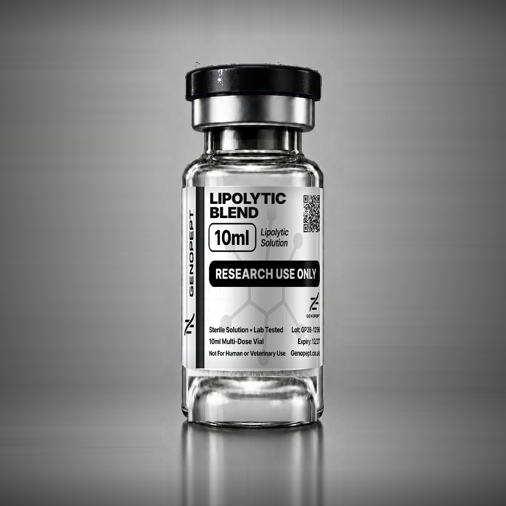 Lipolytic Blend 10ml riboflavin lipolytic research solution vial, yellow liquid, sealed multi-dose – GenoPept UK
