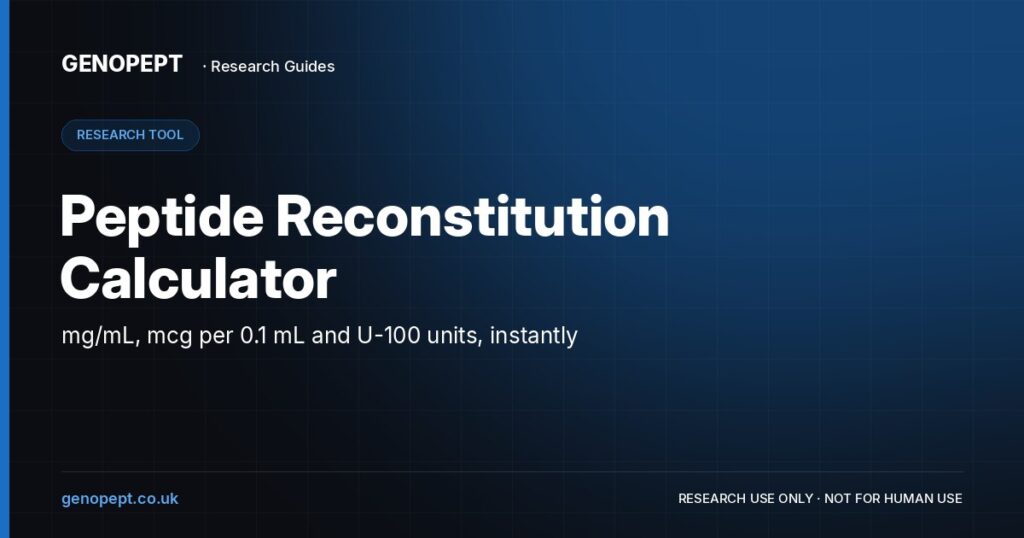 Peptide Reconstitution Calculator — GenoPept research guide (research use only)
